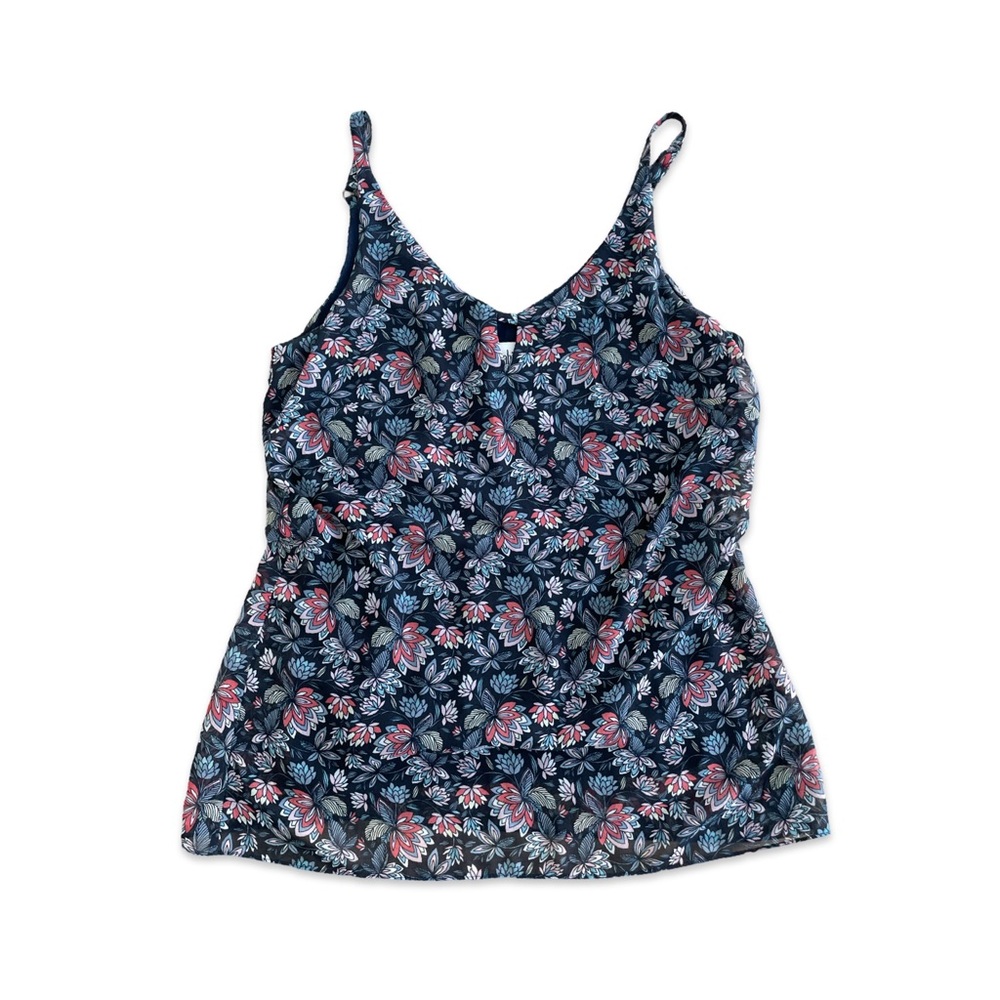 CAbi Flirt Camisole Navy Blue Floral Style 5224 Size XS